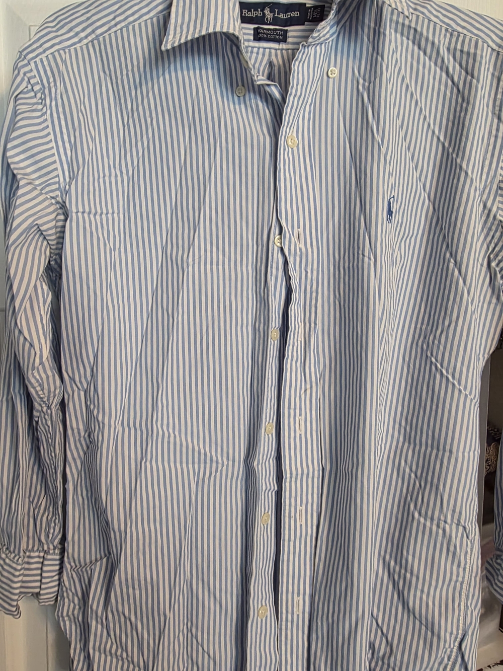 Ralph Lauren Light Blue and White Striped Button-Up Shirt - Picture 3 of 4